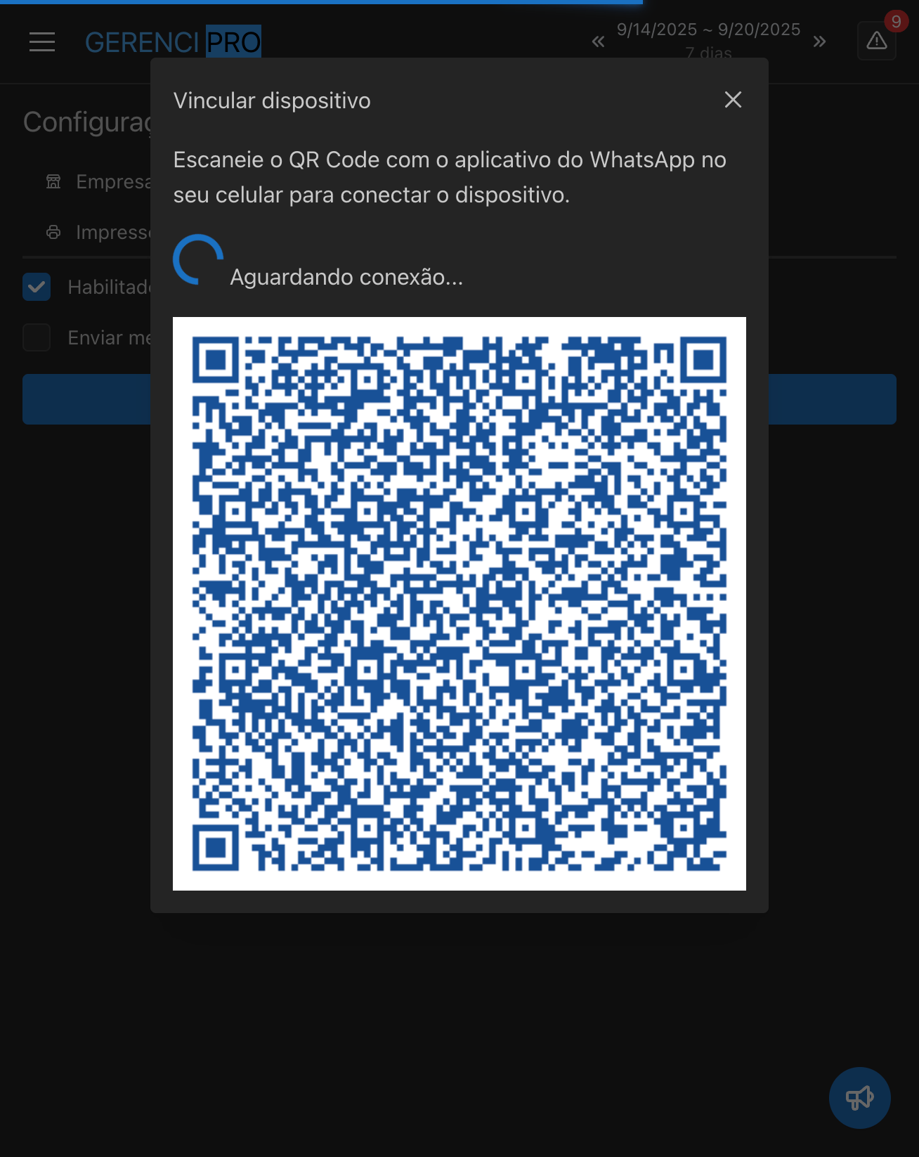 QR Code para conectar o WhatsApp